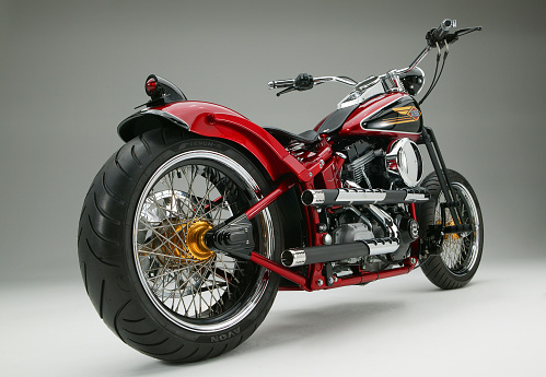 Newbury Park, California USA - November 7, 2005 : This custom cruiser motorcycle photographed in the studio. This one of a kind motorcycle is a hand built masterpiece.