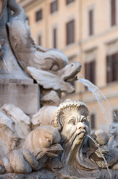 fontanna na piazza della rotonda, rzym, włochy - ancient rome rome fountain pantheon rome zdjęcia i obrazy z banku zdjęć