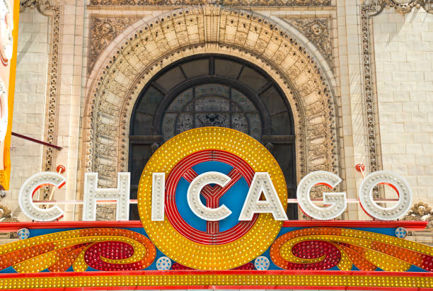 Chicago, USA - May 8, 2012: The Chicago Theater, is a landmark theater located on North State Street in the Loop area of Chicago, famous for its illuminated Chicago sign