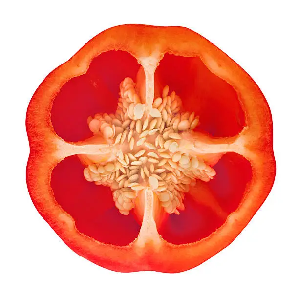Photo of Red Bell Pepper Portion on White