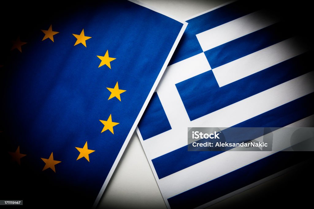 Griechenland und der Europäischen Union flag - Lizenzfrei EU-Finanzminister Stock-Foto