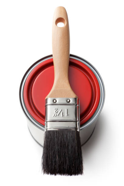 istock Paint: Red Paint Can and Brush Isolated on White Background 171115642