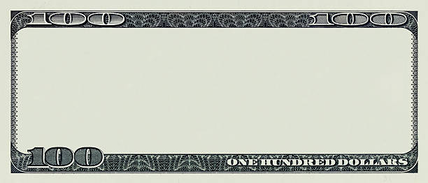 One hundred dollar bill without interior artwork stock photo