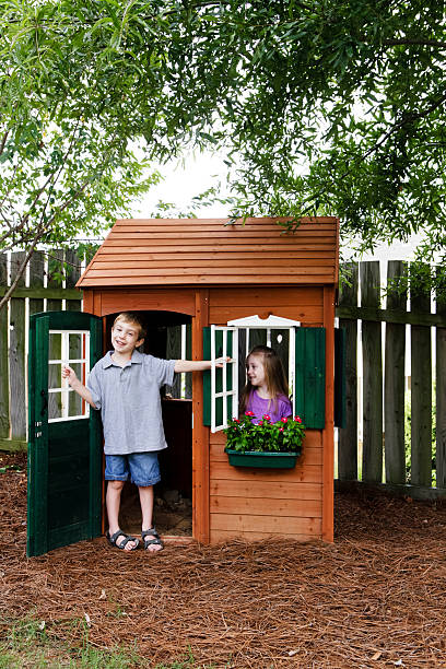istock Kids Having Fun with Playhouse 171117010