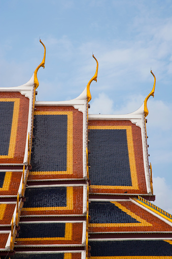 Glazed Roof of The Ubosot at Wat Phra Kaew (Temple of the Emerald Buddha), Bangkok Thailand