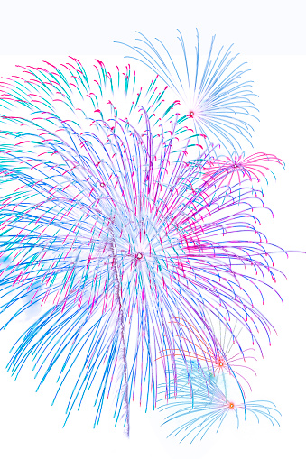 beautiful colorful firework display set and reflec on water for celebration happy new year and merry christmas and  fireworks on white background