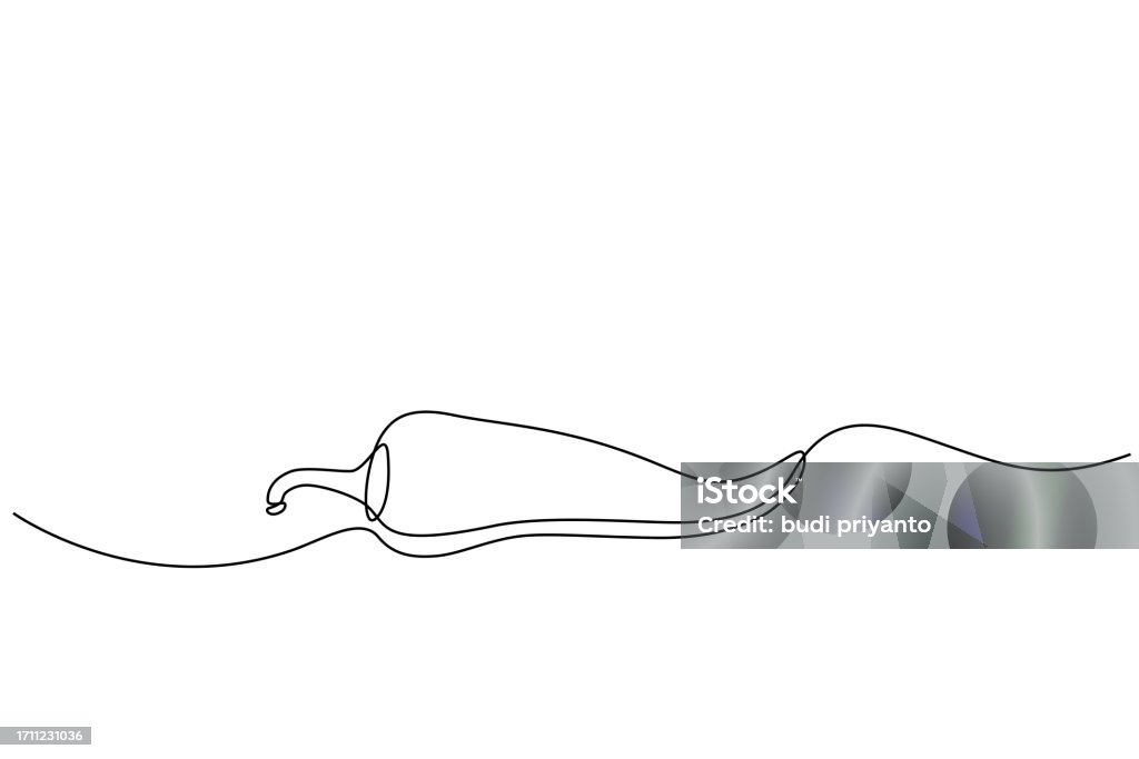 Chilly Line Shape Chilies In Continuous Line Style Stock Illustration - Download Image ...