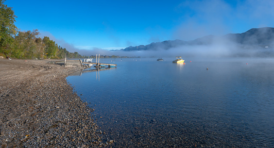 Boats in Lake Windermere at the town of Invermere, British Columbia, Canada