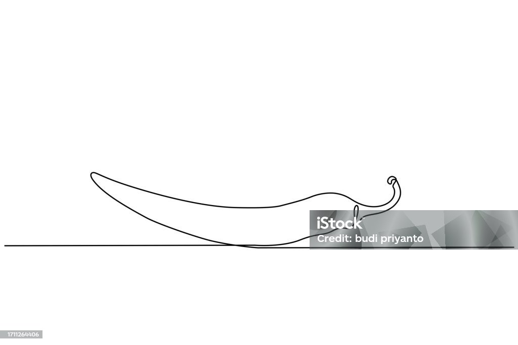 Chilly Line Shape Chilies In Continuous Line Style Stock Illustration - Download Image ...