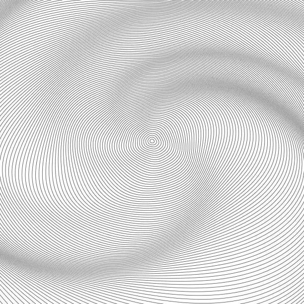 Vector illustration of A mildly swirled 3D representation of an uneven, circular, and warped surface, illustrating a subtle, intricate pattern.