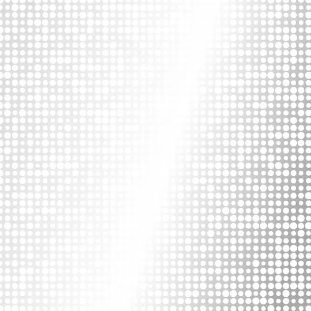 Vector illustration of An array of white dots of varying sizes adorn a sleek metallic surface, creating a contrasted and visually striking pattern.