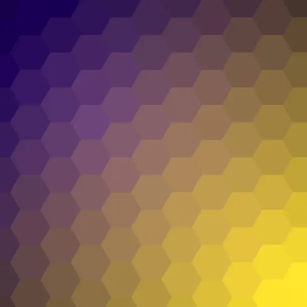 Vector illustration of Full frame pattern of individually colored hexagons with global gradient.