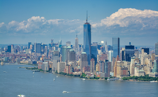 Panoramic view of New York City buildings.