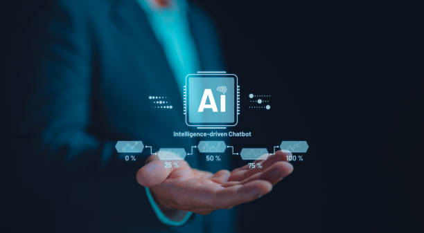 istock Technology and people concept. Business-man uses AI to help work, AI Learning and Artificial Intelligence. Business solution, modern technology in everyday life. Internet and networking concept. 1711288567
