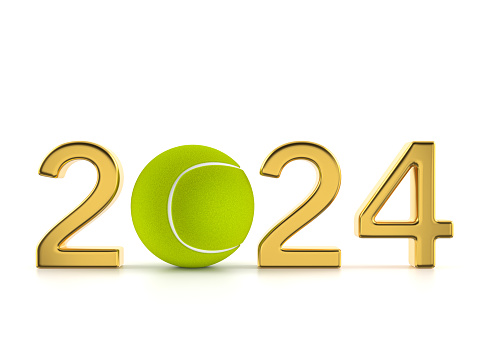 New year number with tennis ball on a white background. 3d illustration.