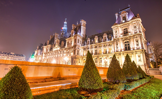 Paris - December 2012: Hotel de Ville at night.