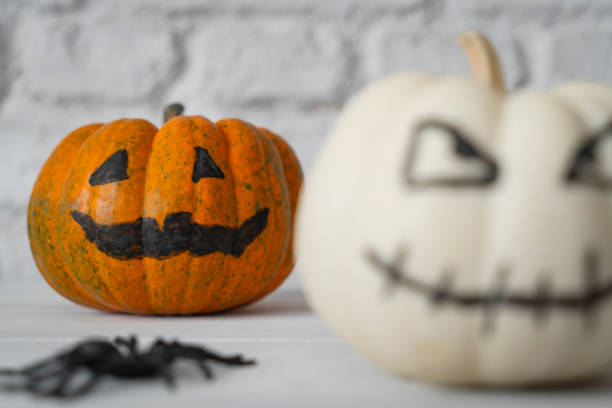 istock Halloween pumpkin jack o lantern decor with funny faces 1711332584