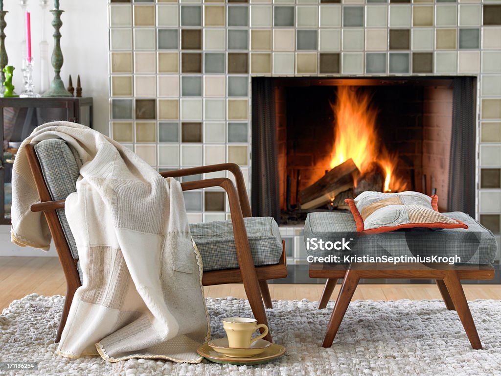 Уютный огня - Стоковые фото Одеяло роялти-фри
