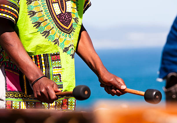 Marimba player Hands of a marimba player at an outdoor gig. Hands and beaters are motion-blurred. Camera: Canon EOS 1Ds Mark III. marimba stock pictures, royalty-free photos & images