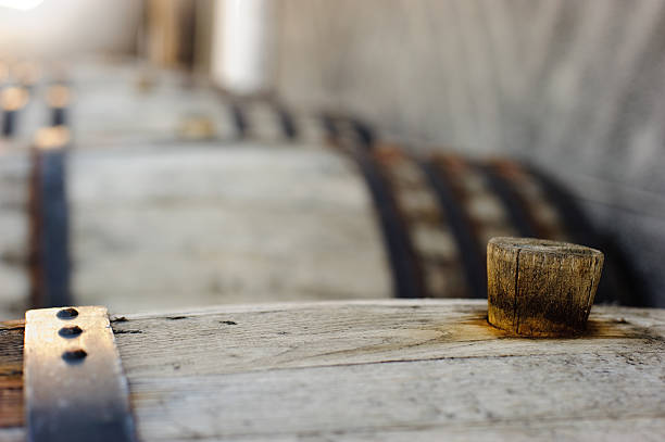 vino, botti di legno - bottling plant winemaking wine factory foto e immagini stock