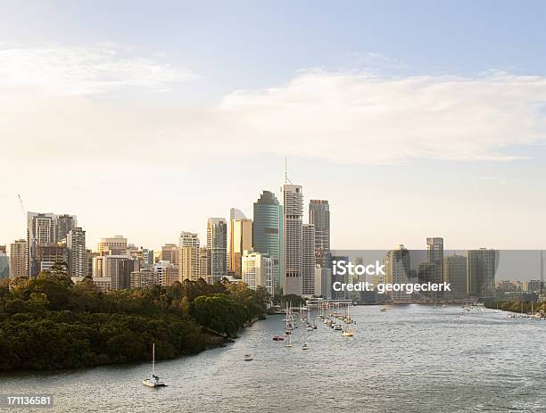 Brisbane Evening Skyline Stock Photo - Download Image Now - Brisbane, City, Brisbane River