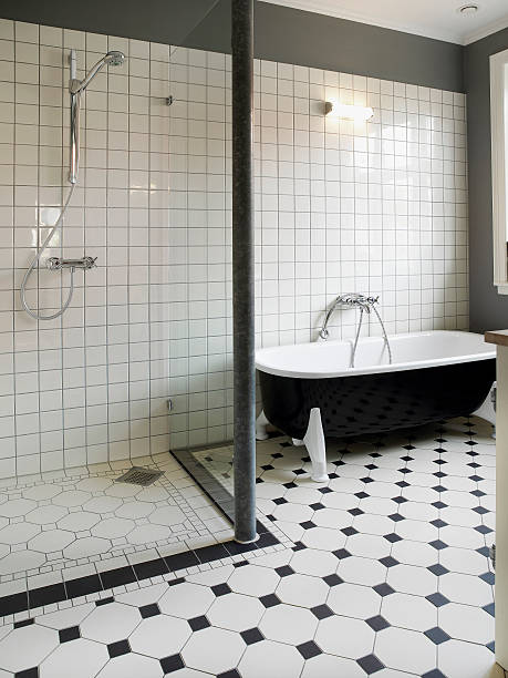 baño con revestimiento - baños minimalistas  fotografías e imágenes de stock