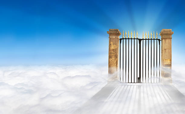 Heaven Gate on Clouds + copy space stock photo