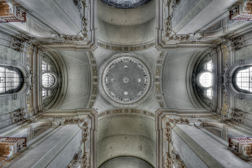 Maiori, Campania, Italy – 16 April 2024: Interior of the Collegiate Church of Santa Maria a Mare, built in the 13th century, in Via Scale Sante di Corso Reginna