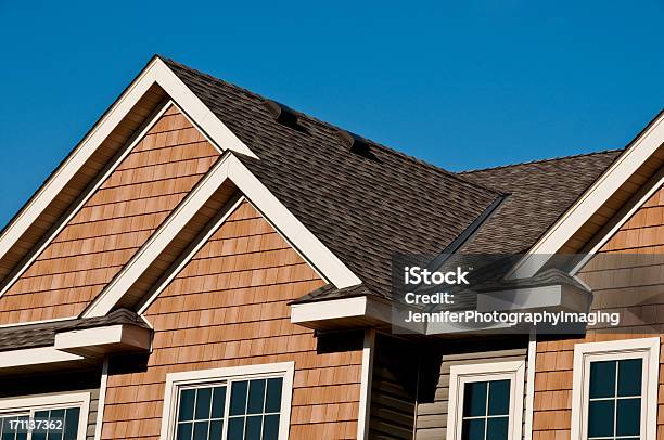 Modern Architectural Roofing Detail Stock Photo - Download Image Now - Rooftop, Residential Building, Residential District