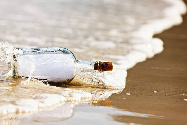 istock Message in cast-up bottle is blank: you add the words! 171137517