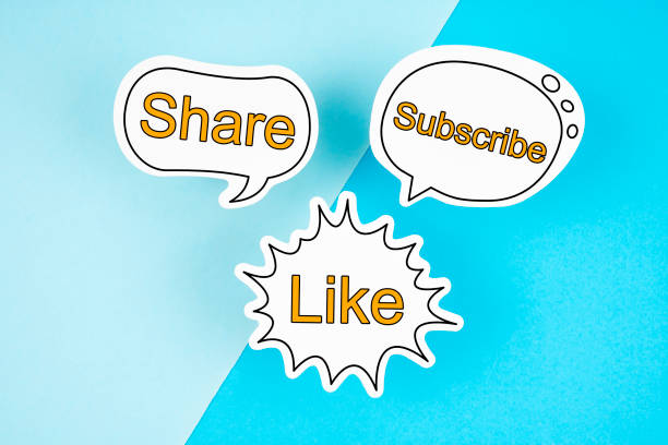 istock Like, Subscribe and Share text on speech bubble on the blue background. 1711399630