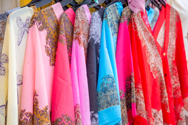 istock The Beautiful patterned on the Thai style garment, elephant patterned and clothing for sale at the local market. 1711401395