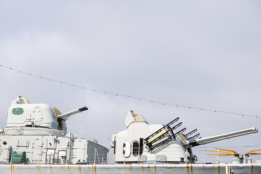 Navy warship with gunnery and missile