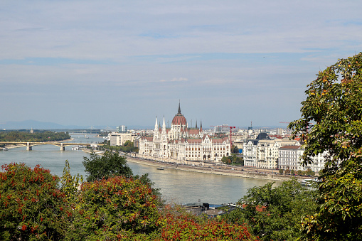 City view of Budapest with the Donau river and the Hungarian parliament building