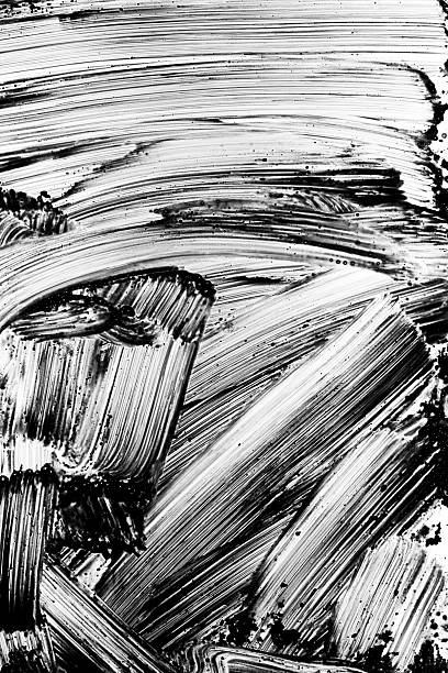 grunge hintergrund, schwarz paint brush stroke - black white macro high contrast stock-fotos und bilder