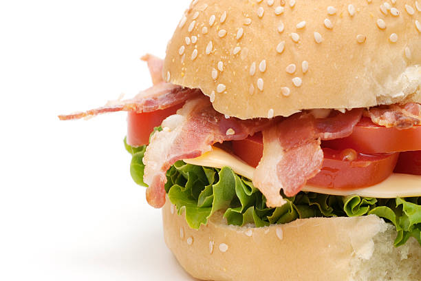 istock Close-up of a bacon lettuce tomato sandwich with cheese 171143766