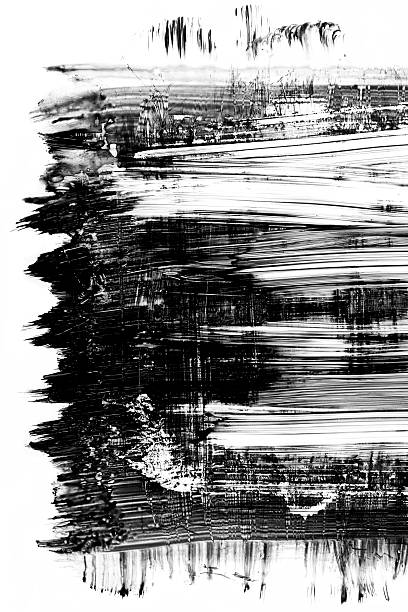 grunge schwarz paint brush stroke, isoliert auf weiss - black white macro high contrast stock-fotos und bilder