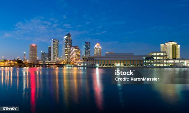 Vista De Los Edificios De Tampa Foto de stock y más banco de imágenes de Tampa - Tampa, Noche, Panorama urbano