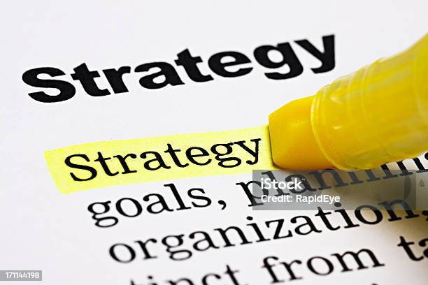 Zakreślacz Podkreślastrategyw Drukowanego Dokumentu - zdjęcia stockowe i więcej obrazów Strategia