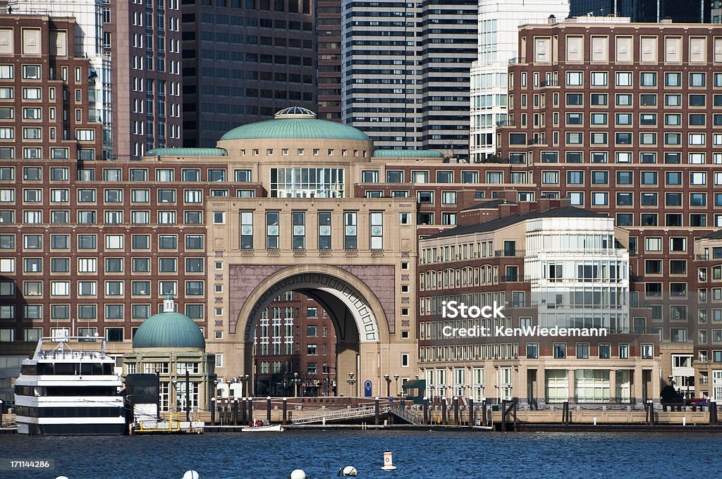 Rowes Wharf Arch Rowes Wharf Arch, the Gateway to Boston, Massachusetts Architectural Feature Stock Photo