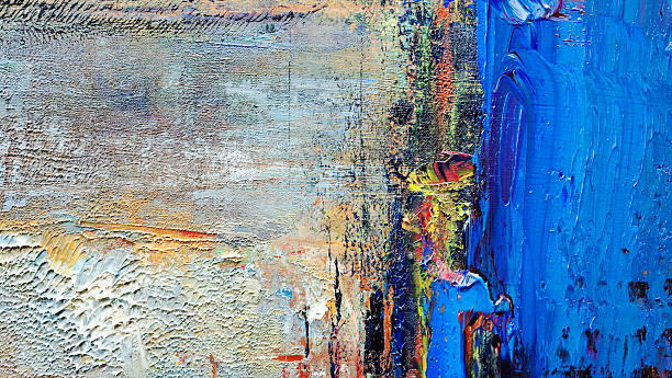 astratto dipinto sfondo blu arte. - oil painting fine art painting abstract paintings foto e immagini stock