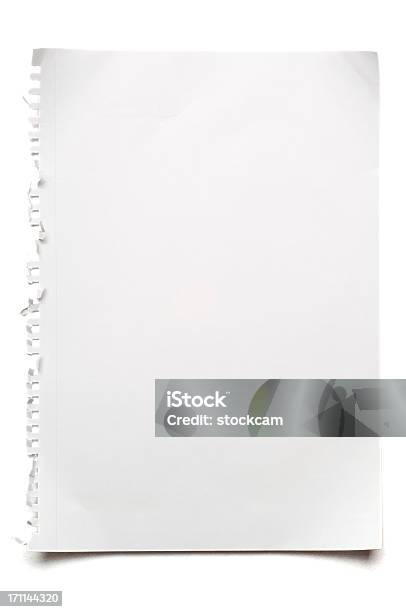 Papel Em Branco Isolado A Branco - Fotografias de stock e mais imagens de Figura para recortar - Figura para recortar, Rasgado, Papel