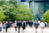 Commuters Walking in Financial District, Blurred motion