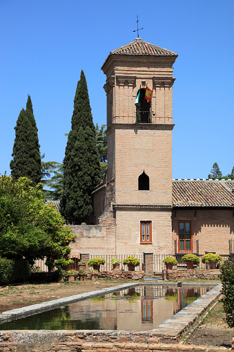 The gardens of the Alhambra in Granada.  