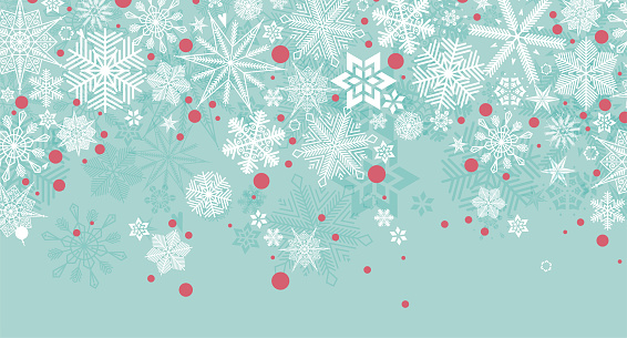 Festive Christmas background design. Different types of  retro snowflakes. Vector