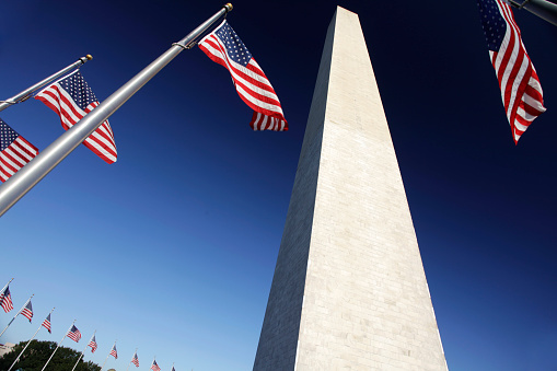 low angle view of the Washington Monument in DC taken with Canon 5D Mark II.