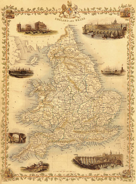 Map of England and Wales from 1851 Antique map of England and Wales. Published by the J.Tallis and Sons, London and New York, 1851. Photo by N. Staykov (2008)Click on thumbnails below for more UK maps: welsh culture stock illustrations