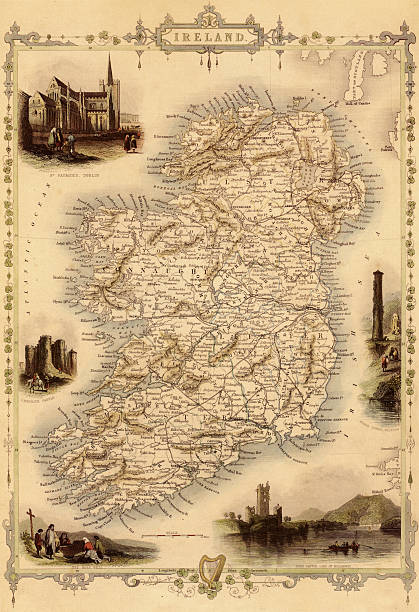 Map of Ireland from 1851 Antique map of Ireland. Published by the J.Tallis and Sons, London and New York, 1851. Photo by N. Staykov (2008)Click on thumbnails below for more UK and Ireland maps: vintage maps stock illustrations