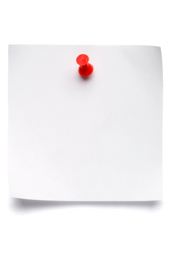 Blank white post-it note isolated on white