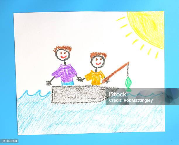 Отец И Сын Рыбалка Trip — стоковые фотографии и другие картинки День отца - День отца, Детский рисунок, Рисовать - деятельность